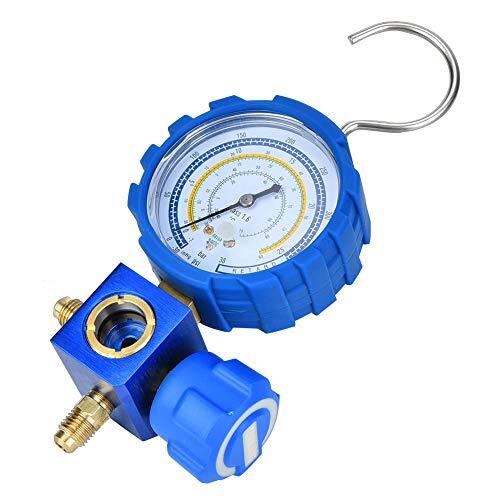 Oumefar Juego de Manómetros de Colector de A/C, Herramienta de Refrigeración de Baja Presión con Mirilla, Conector G1/4 para R22 R410A R134A R407C