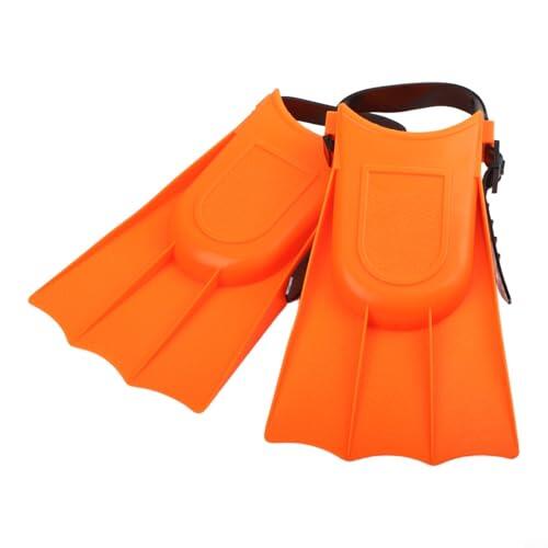Aletas de natación para niños de 4 a 12 años con ajuste seguro ajustable y perfil aerodinámico para un mejor rendimiento (naranja)