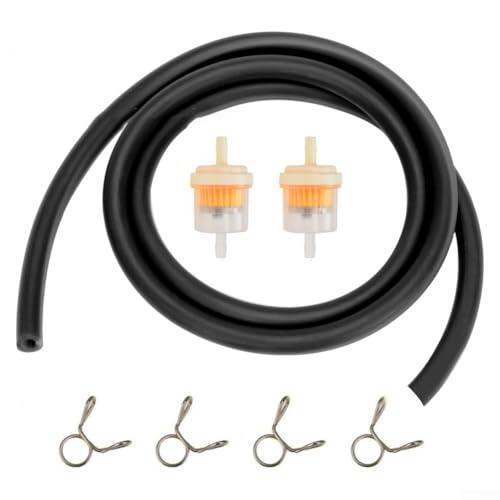 Kit de componentes del sistema de combustible con tubo de manguera y filtro para ATV Dirt Bike Go Kart y Scooter Uso (negro)