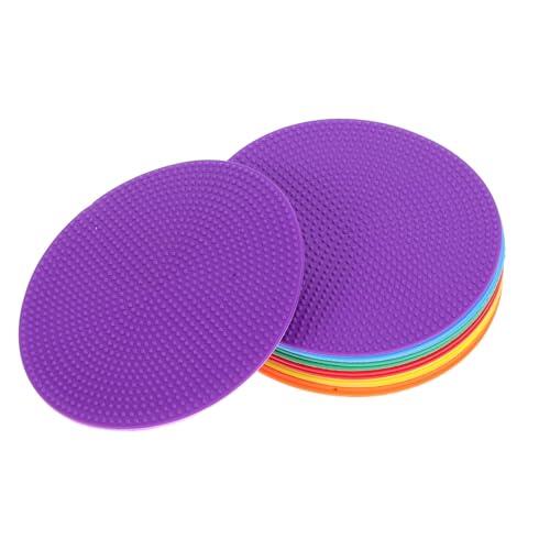 MAGICLULU Marcadores Planos Antideslizantes 12 Discos de 12 Cm Multideportivos, Colores Rojo Amarillo Azul Verde Púrpura Naranja para Entrenamiento de Fútbol para Agilidad y Ejercicios