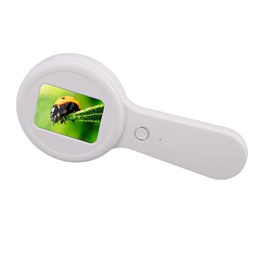 Zunate Microscopio Digital de Mano 200X Lupa Digital Portátil de Alta Resolución para Reparación de Circuitos Pantalla de 2 Pulgadas (White)