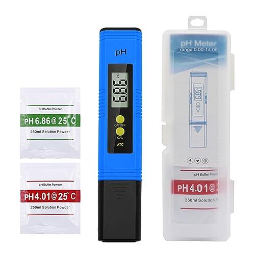 Medidor de PH 0,01 alta precisión for Probador Calidad del Agua con rango medición 0-14 adecuado for piscina y acuario, Probador preciso(Blauw)
