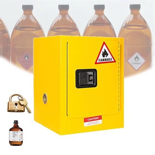 Armario para almacenamiento de sustancias peligrosas, armario de seguridad química ignífugo para líquidos inflamables con estantes ajustables, de grado industrial y de laboratorio (amarillo, 15 g
