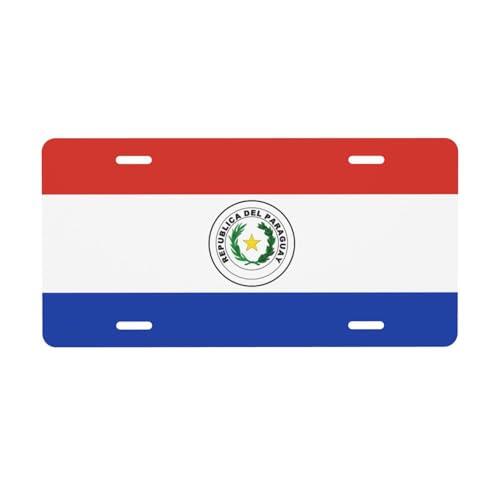 6 x 12 pulgadas bandera de Paraguay placa de coche – Accesorios únicos y llamativos para coche, duraderos, fáciles de instalar