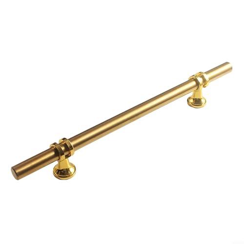 Tirador de puerta con barra en T de acero inoxidable, acabado dorado, para armario, cajón, armario de cocina, herrajes a prueba de óxido con tornillos, varios tamaños disponibles (300 mm)