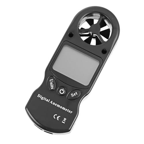 HEALLILY Anemómetro Medición de Velocidad del Viento y Temperatura y Portátil Digital con Pantalla Lcd Iluminación Material Plástico, Incluye Bolsa de Almacenamiento para Sistemas de Aire