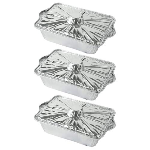 POPETPOP Set de 3 Ollas Rectangulares de Papel de Aluminio para Hornear y Almacenar Alimentos, Alta Resistencia a Altas Temperaturas, Adecuado para Camping al Aire Libre