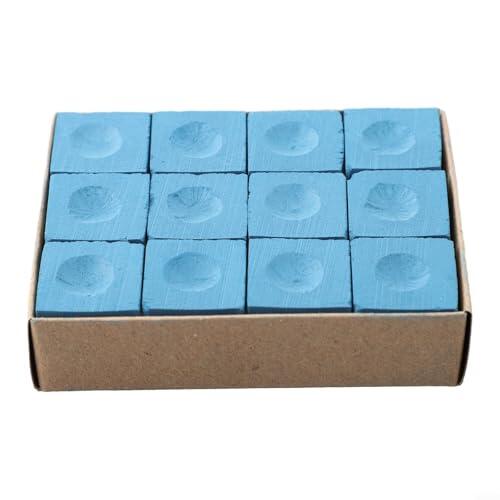 Juego de 12 cubos de tiza para billar y juegos de billar, color azul, suministros a granel para accesorios de mesa