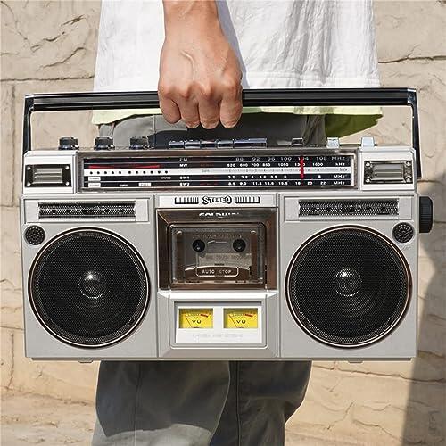 Retro Boombox portátil, CD y Reproductor de Cassette con Bluetooth FM Dab + Radio.Grabación USB para reproducción de música en Family Gatherings and Travel