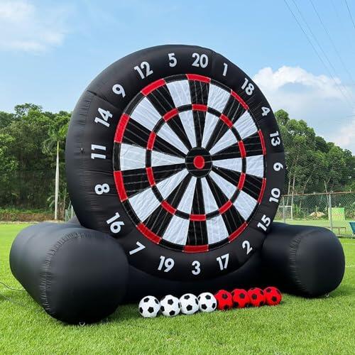 Juego De Dardos De Fútbol Inflable De 3m, Objetivo Gigante De Fútbol Pegajoso con Soplador De Aire De 370w Y 8 Pelotas – Conjunto Deportivo Impermeable para Jardín Al Aire Libre