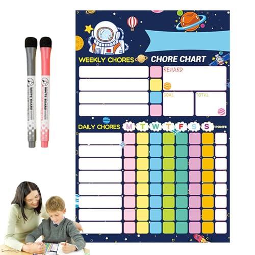 Gráfico magnético para trabajos domésticos - Pizarra de planificación visual semanal, seguimiento del comportamiento borrable en , organizador del calendario de premios, de planificación