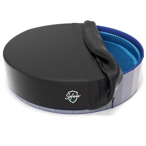 SAFANA Cubierta redonda para piscina para perros de 48 pulgadas [mejorada 420D gruesa], cubierta portátil de 48 pulgadas, cubierta de piscina redonda plegable para perros, cubierta de piscina pequeña