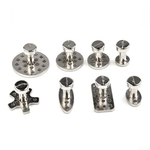 Kit profesional de 8 tamaños de aluminio para extracción de pegamento para reparación de abolladuras automáticas, juego de ventosas para SUV, camión, cuerpo de chapa de metal, elevación de plata