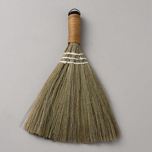 GORGECRAFT Escoba de Mano de 300x185mm de Bambú con Mango de Hierba Suave Natural Color Caqui Oscuro Tradicional Hecha A Mano Resistente con Cerdas Angulares. Escoba de Limpieza Halloween Interiores E