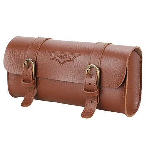 Bolsa trasera de piel sintética para bicicleta, bolsa para sillín de bicicleta, bolsa de sillín personalizada, estilo vintage, para manillar de bicicleta, impermeable, con correas, bolsas de cuero
