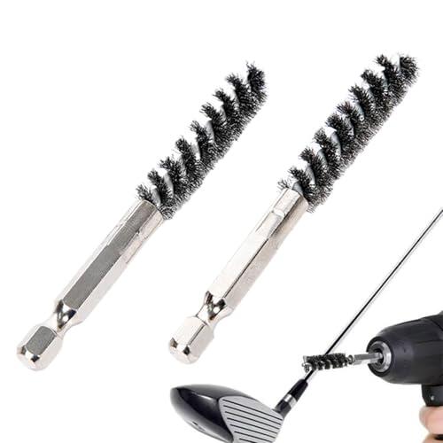 Wuquei Cepillo de limpieza de palos de golf, 2 piezas de acero inoxidable, cepillo de mango de golf, para destornillador inalámbrico, cuidado de cabeza y vástago, para hombres y mujeres, golfistas, en