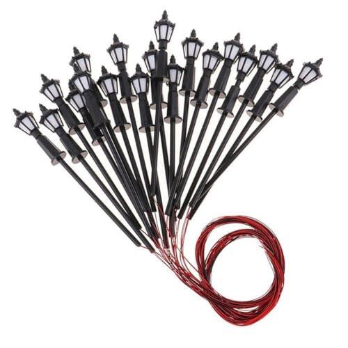 BildeeMait 10 piezas H0 LED para farolas modelo trenes, 3 V para postes de luz precableados con resistencias, 65 70 mm para escala para iluminación de diseños ferroviarios de calibre 00, escenarios de