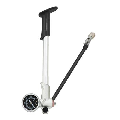 Akozon Bomba de Neumáticos para Bicicleta Portátil de Alta Presión de 300 PSI con Manómetro Ergonómico para Bicicletas de Montaña y Carretera Aleación de Aluminio Ligera Negro 1505K (Plata 1509K)