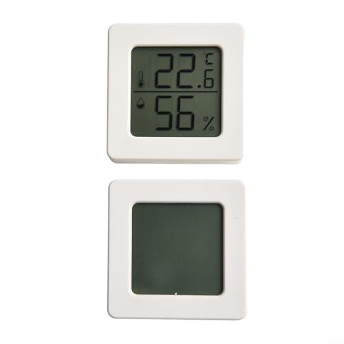 Termómetro digital e higrómetro: clima interior con soporte, higrómetro montado en la pared para invernadero de guardería, interruptor Fahrenheit, diseño compacto (blanco)