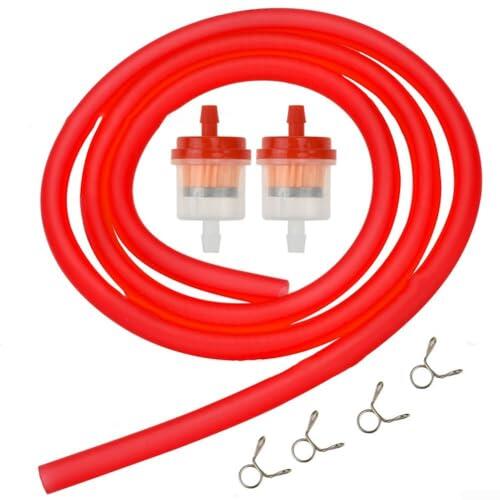 Floweringbeter Tubo de línea de combustible con filtro adjunto para ATV Dirt Bike Go Kart Scooter Compatibilidad y reemplazo funcional (rojo)