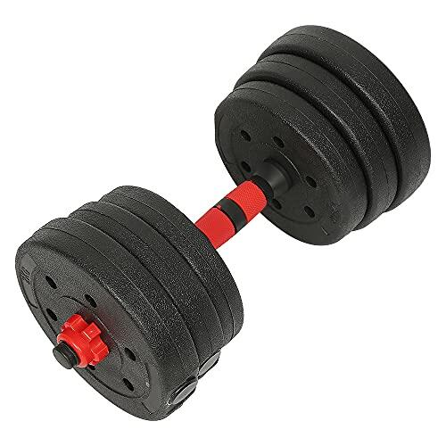 mancuernas ajustables, 20 kg, haltere musculación, juego de mancuernas para hombres 2 en 1, disco de musculación, barras para gimnasio, cerradura de seguridad+con biela (negro rojo)