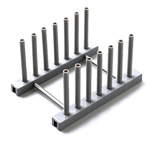 Gettimore Escurreplatos compacto desmontable para cocinas pequeñas, bandeja extraíble para fregadero, organizador de utensilios de plástico ligero, 12 x 17 x 9,5 cm, color gris