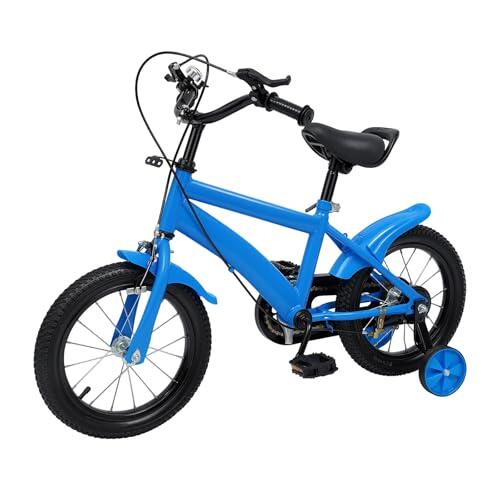 aefxNika Bicicleta infantil de 14 pulgadas para niños y niñas, con ruedas de apoyo y sistema de doble frenado, manillar y asiento ajustables en altura, bicicleta infantil a partir de 3 años para