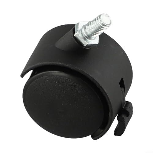 Rueda giratoria con rosca M8 para silla de computadora, muebles, ruedas dobles, rotación de 360 grados, construcción silenciosa de nailon y metal