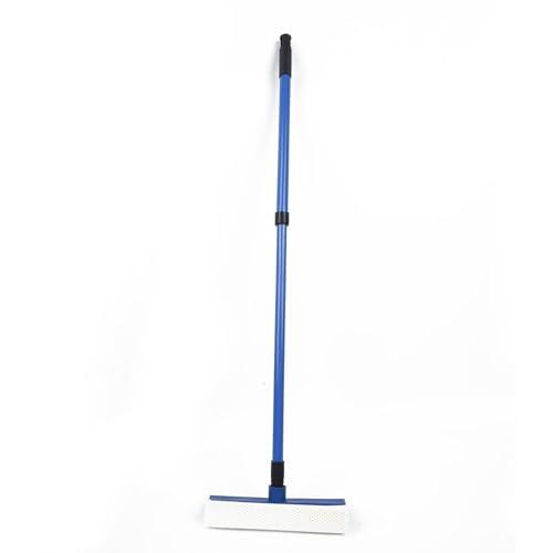BEAZOOM Limpiacristales telescópico 2 en 1 con cepillo de esponja de mango largo para ventanas, limpiaparabrisas extensible de 50-75 cm