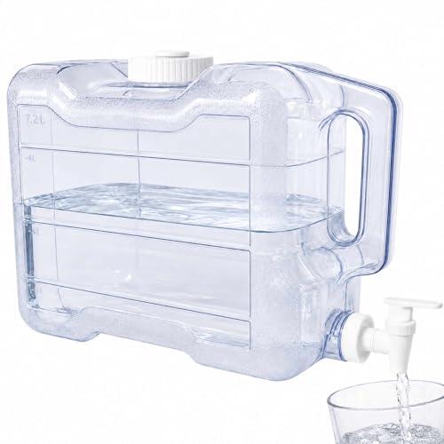 Dispensador de Agua Fria para Nevera, Dispensador de Bebidas de plástico, Ergonómico con asa, Plástico PETG Libre de Fugas, Libre BPA, Dimensiones 31 cm Largo x 20 cm Alto x 15 cm Ancho, 7.2 litros