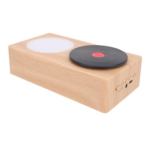 Asixxsix Tocadiscos Altavoz Bluetooth, Tocadiscos de Sonido Estéreo Inalámbrico 360 Vintage, Portátil con Disco Giratorio Luz Nocturna Soporte Bluetooth Tarjeta AUX TF para Dormitorio