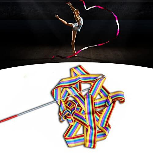AMONIDA Cintas de Gimnasia de 4 M, Hermosas Serpentinas de Baile para Niños con Rotación Flexible para Cumpleaños y Actividades Físicas (Colorido)