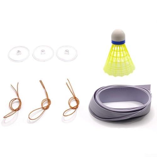Balón de entrenamiento de rebote de bádminton con cuerda elástica, dispositivo de práctica en solitario suspendido para entrenamiento en interiores y exteriores, kit de montaje en pared fácil para