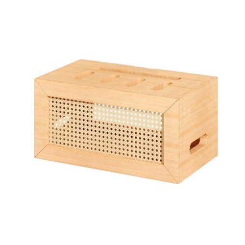 Caja de almacenamiento de madera con enrutador WiFi, armario multimedia de gran capacidad para dormitorio, sala de estar, oficina, estante de módem de diseño elegante,