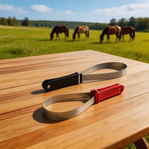 Hoppipola Eficaz para raspador de sudor de caballo de acero inoxidable para reducir el desprendimiento y masajear la piel, aseo con mango ergonómico, color negro