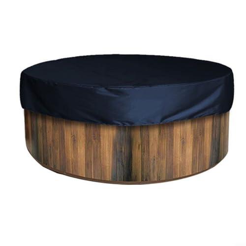 Cubierta redonda de spa para jacuzzis, protector superior, tapa de baño impermeable, tela plateada 190T, anti-UV, resistente a la intemperie, para jardín, spa y jacuzzis, negro beige (200 x 30 cm