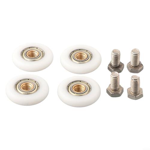 Juego de 4 rodillos para puerta de ducha con centro de latón y rueda de nailon para recinto de vidrio deslizante, kit de herrajes de baño de 20 mm a 27 mm (27 mm)