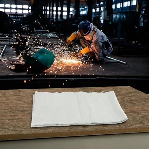 JoyousMall Manta ignífuga de 2 mm, 1260 °C, resistente al calor, tela aislante de cerámica para protección de puertas de horno, tuberías, color blanco, 1 m x 0,5 m