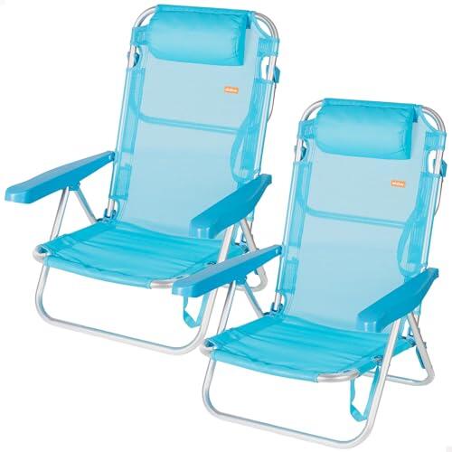 AKTIVE Pack 2 Sillas de Playa Bajas Multiposición, Azul (85527)