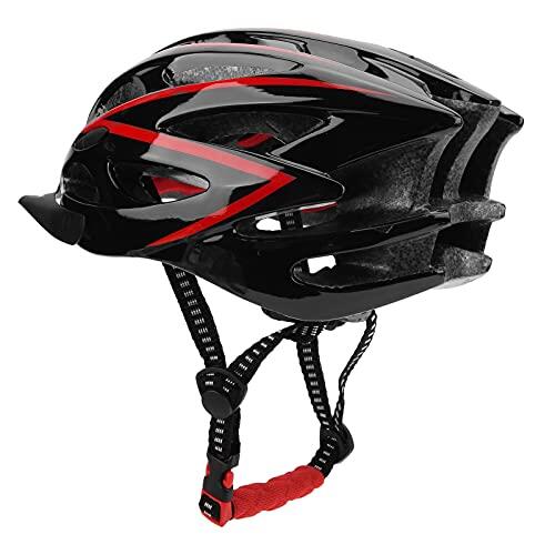 HUSHUI Casco de Bicicleta para Adultos, Casco de Ciclismo Ultraligero Ajustable para Hombres y Mujeres, 57-62cm, 360g, Diseño de Moda (Negro Rojo)