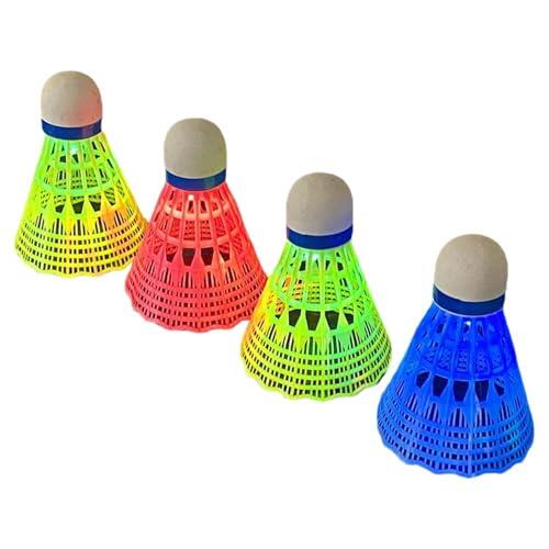 Bádminton Led - 4 Piezas Volante Noche Oscura, De Nylon Duraderos Fluorescentes Nocturnos | Lanzadera De Entrenamiento Deportivo Que para Juegos, Juegos Divertidos Y P