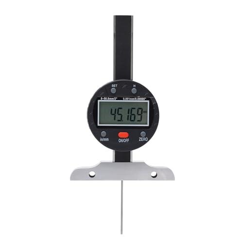Xiuganpo Medidor de Profundidad Electrónico, Pantalla Digital de 0-50,8 Mm con Transferencia de Datos USB, Herramienta de Medición para Orificio Escalonado de Ranura