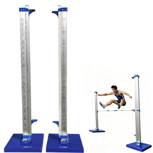 Soportes de salto altos con ruedas giratorias, altura ajustable de 30 a 230 cm, escala transparente, verticales de aluminio portátiles para entrenamiento y competición