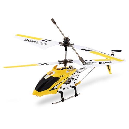 DIJIUCL Helicóptero a escala 1:72 S107G Gyro RC 2.4G Gyro estabilizado 3 canales infrarrojos RC Mini helicóptero - Amarillo