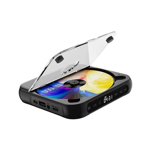 QUXVUIS Reproductor de CD Recargable con Pantalla LCD y conectividad inalámbrica. Escucha música Mientras viajas. Características del Reproductor de CD:, Negro, 135 x 135 x 25 mm