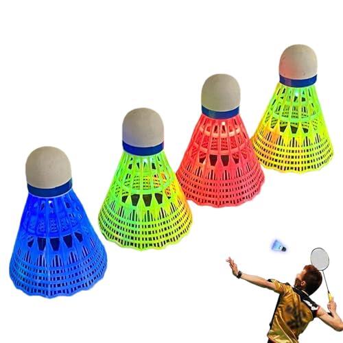 Genérico Leuchtender Federball - 4 Stück Leucht Federball - Ball Training Übungsausrüstung Sport Anfänger,Garten Praxis Outdoor Erwachsene Kinder Indoor Spaßaktivitäten