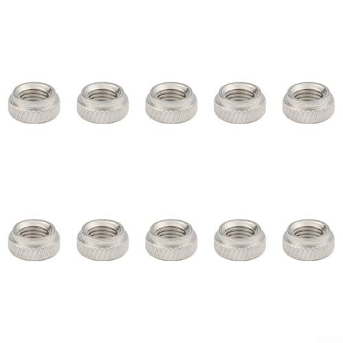 Paquete de 10 tuercas de bloqueo de válvula de bicicleta de aleación de cobre, para Presta y válvulas, anillos roscados 6V1 y 8V1, seguridad de núcleo antiaflojamiento, plateado (B)