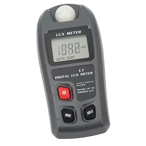 Bewinner Medidor de Luz Digital Probador de Iluminancia Luxómetro 0.1-200000lx Rango Automático, Iluminómetro Portátil de Alta Precisión ±4% con Pantalla LCD Grande, Apagado Automático, Portátil