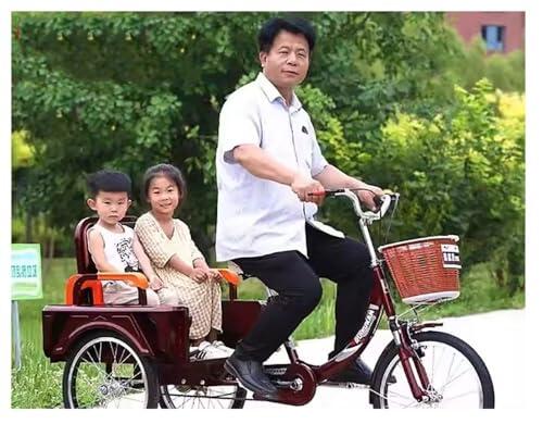 Triciclo para adultos con asiento de pasador plegable y caja de C, bicicleta de 3 ronas de acero al alto carbono para personas mayores, soporte de crucero estable de hasta 440 libras para salidas fami