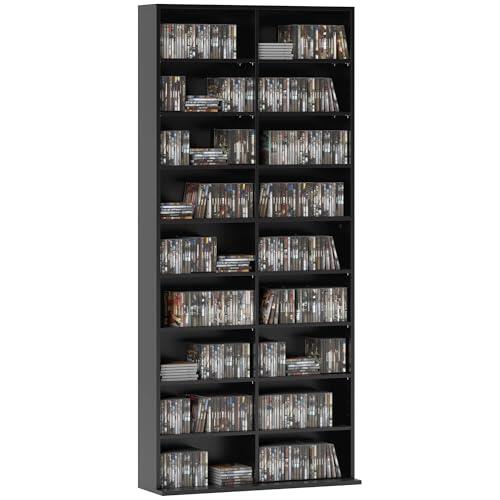 HOMCOM Estante para CD para hasta 640 CD, 78,5 x 24 x 175 cm, negro